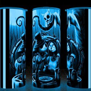 Glow in the Dark Alice in Wonderland with Jack Skellington Cup Mug Tumbler 20oz